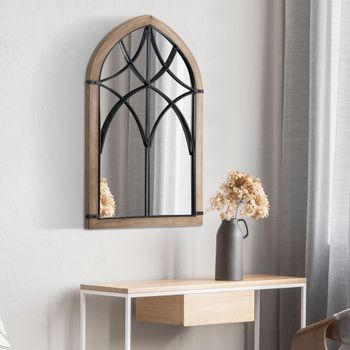 Espejo De Pared De Mdf Vidrio Homcom 93x60 Cm-marrón