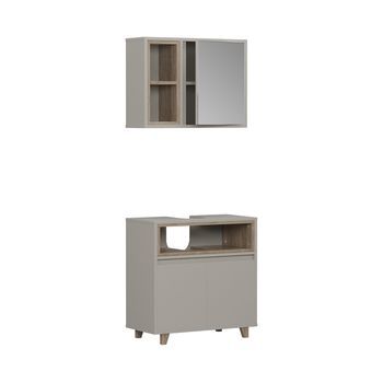 Conjunto De Muebles De Baño Elnor Con Armario De Espejo Y Armario Bajo Vicco