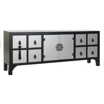 Mueble Tv Abeto Mdf 130x24x51 Oriental Negro