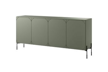 Aparador de 4 puertas con pie de metal verde oliva 204x90 cm