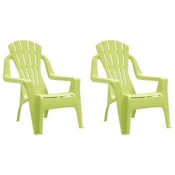 Pack 2 Uds Sillas De Jardín | Silla De Exterior | Sillón Niños Aspecto Madera Pp Verde 37x34x44cm