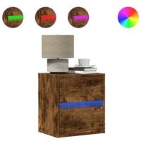juego de 2 mesitas de noche - mesillas de pared con luces led roble ahumado mc6346