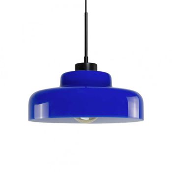 Lámpara de techo de vidrio y metal azul