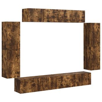 Mueble De Tv 8 Uds. Roble Ahumado Vidaxl