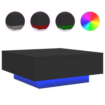 Mesa De Café | Mesa De Centro Con Luces Led Negro 80x80x31 Cm