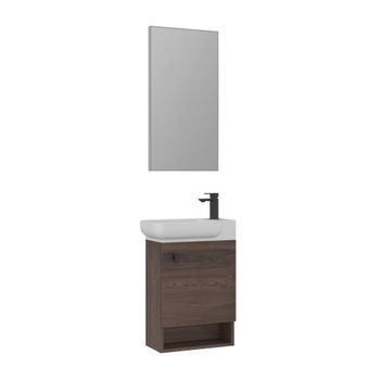 Conjunto De Mueble Con Lavabo Y Espejo (2 Piezas)  - 53 X 33 X 75 Cm - Nogal