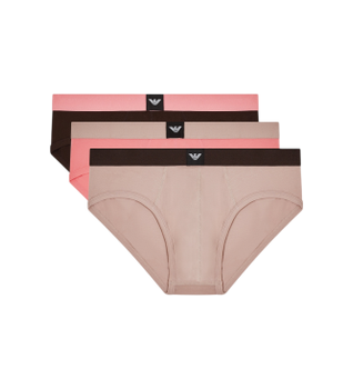 Emporio Armani para hombre. EM002154_AF20673 Set 3 Slips Essential Logolabel rosa, taupe, negro (XL), Homewear, Algodón