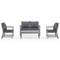 conjunto muebles de jardin 4 uds  mesa y sillas y cojines madera acacia maciza