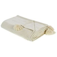 colcha decorativa ropa de cama algodon chenilla con borlas beige 220 x 240 cm kazy