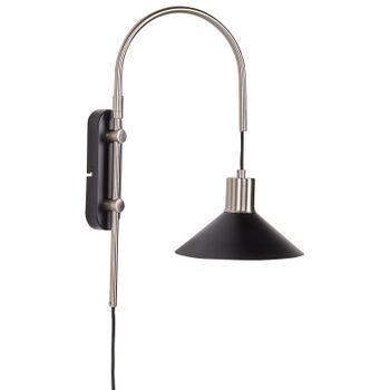 Lámpara De Pared Moderna Iluminación Pantalla Cónica Metal Botón Encendido/apagado Negro Plata Sissa