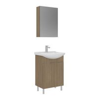 conjunto de mueble con lavabo y espejo 2 piezas  - 55 x 50 x 83 cm - roble