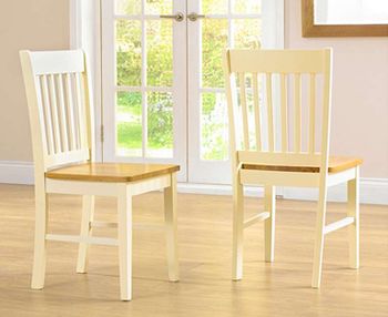 Genoa Oak and Cream Dining Chairs - Oak and Cream