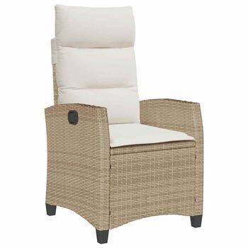 Silla De Jardín Reclinable Con Mesa Auxiliar Ratán Beige Cfw372700