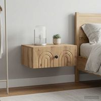 mesita de noche de pared - madera de ingenieria - roble artesanal 49x345x20cm