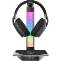 soporte para auriculares gaming con rgb cargador inalambrico hub usb 2x usb-a 2x usb-c aluminio