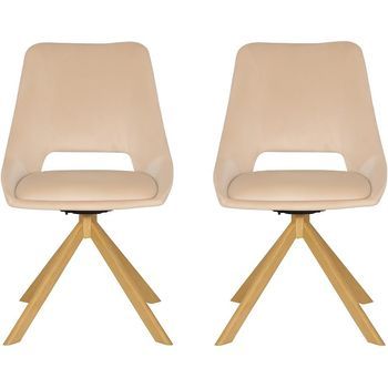 Dupi Sillón De Comedor Calpe, Butaca Tapizado En Antelina, Diseño Moderno, 59x49x83 Cm (pack 2 Unidades, Beige Velvet)