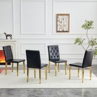 juego de 4 sillas de comedor negras y doradas 89 cm respaldo capitone