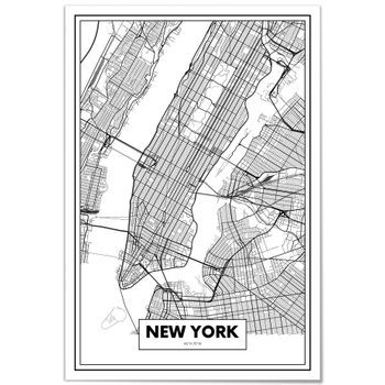 Panorama Cuadro De Aluminio Mapa De Nueva York 70x100 Cm