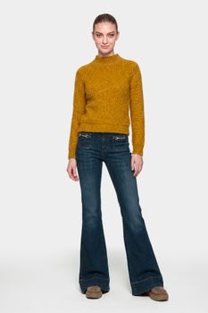 jeans flare con mordaza en los bolsillos dark blue