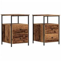 mesitas de noche 2 uds madera envejecida 34x355x50 cm vidaxl