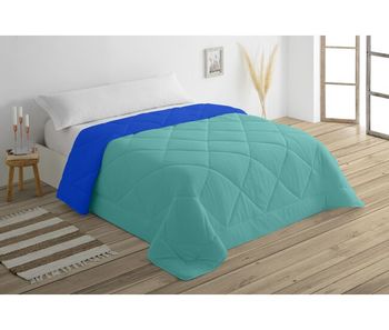Edredón bicolor cama 150cm color azul y turquesa