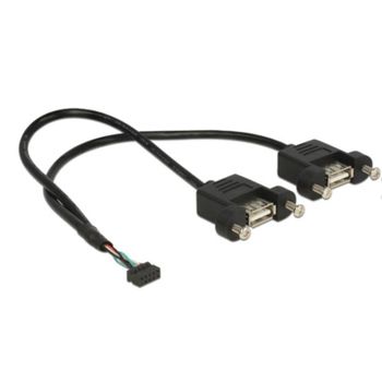 Cable USB DeLOCK 84832 0,25 m USB 2.0 Hembra/Hembra Negro