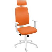 silla de oficina ergonomica job blanca con cabezal y reposabrazos - tapizado naranja