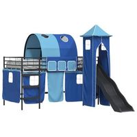 cama litera para ninos liso negro y azul 80 x 200 cm metal vidaxl