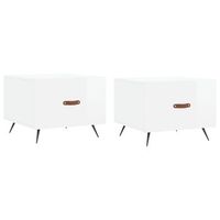 2 uds mesas de centro - mesas bajas - mesas de cafe madera ingenieria blanco brillo 50x50x40cm