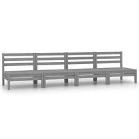 conjunto de muebles de jardin 4 uds  mesa y sillas madera maciza de pino gris