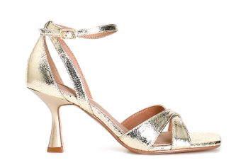 sandalias con cruce y encaje light gold