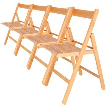 Wellhome - Pack 4 Sillas Bas Madera De Haya Acabado Aceite