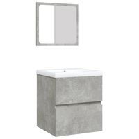 armario de lavabo  gabinete de lavabo con lavamanos y espejo gris hormigon