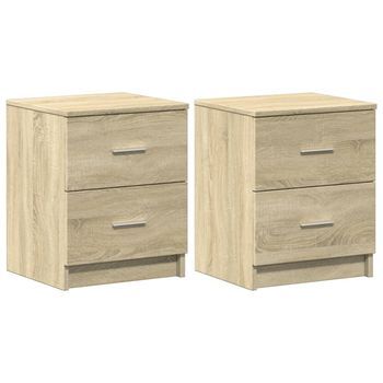 Mesitas De Noche 2 Uds Con 2 Cajones Roble Sonoma 40x36x50 Cm Vidaxl