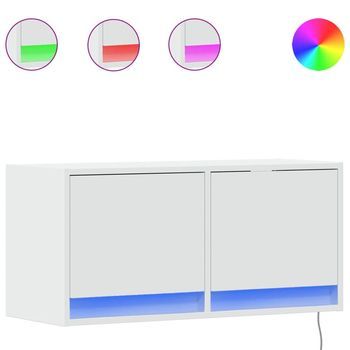 Mueble De Tv De Pared Con Luces Led Blanco 80x31x35 Cm Vidaxl