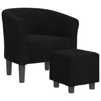 sillon con taburete tela negra vidaxl
