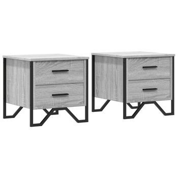 Mesita De Noche 2 Uds Madera Ingeniería Gris Sonoma 40x41x40 Cm Vidaxl