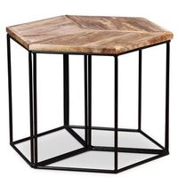 mesa de centro modular con 3 mesitas diseno moderno y contemporaneo madera de mango y hierro 56 x 48 x 40 cm dec038237