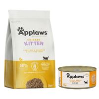 pack nutricion mixta pienso  latas applaws - 2 kg kitten para gatitos  6 x 156 g pechuga de pollo y queso