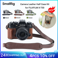 smallrig-kit de media funda de cuero para camara de x-t50 para fujifilm x-t50 estilo retro con correa para el hombro negromarronverde -4710