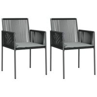 pack 2 uds sillas jardin  silla de exterior  sillon con cojines ratan pe negro 54x605x835cm