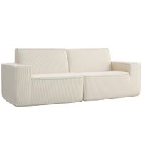 homcom sofa 3 plazas de terciopelo acanalado 230 cm sofa moderno sin necesidad de montaje beige