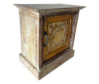 mesita de madera acabado artesanal marron 50x30x56h cm