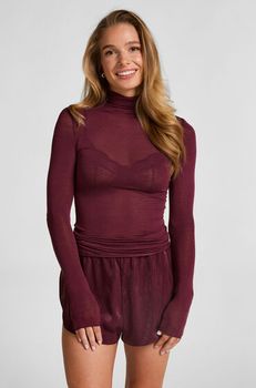 Hunkemöller Camiseta de Cashmere con Cuello Alto super suave Morado