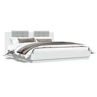 estructura cama con cabecero madera ingenieria blanco 160x200cm