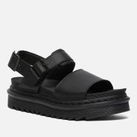 dr martens womens voss leather strap sandals - black - uk 3