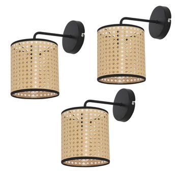 Set De 3 Lámparas De Pared Southend Moderna 1x E14 40 W Metal-plástico 25 X Ø 16 Cm - Negro Y Beige [lux.pro]