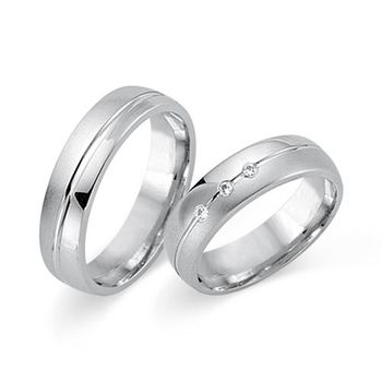 Alianzas 14 quilates oro blanco con diamante
