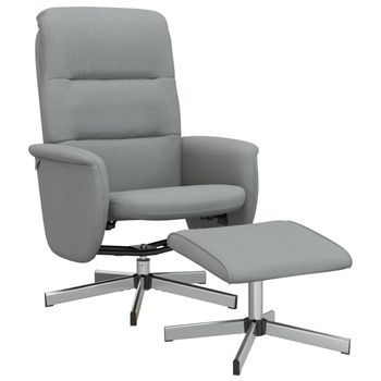 Sillón Reclinable Con Reposapiés Tela Gris Claro Vidaxl