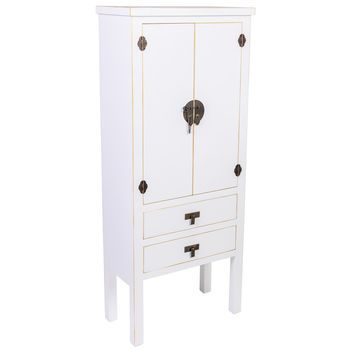 Armario De Madera 2 Cajones 2 Puertas 60x30x142h Cm